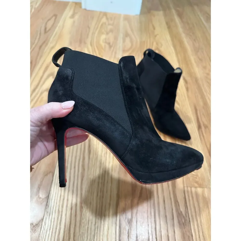 Christian Louboutin Black Suede Ankle Boots - Picture 2 of 16